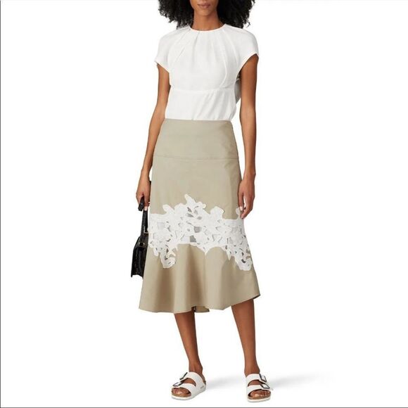 Derek Lam // Khaki Lace Detail Skirt - Picture 1 of 8